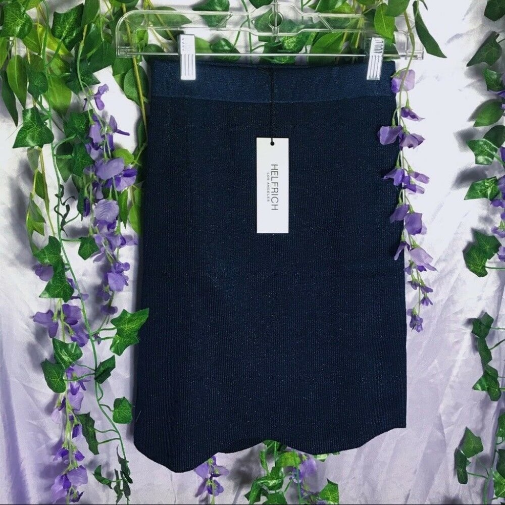 Helfrich LA Navy Blue Ribbed Glitter body skirt sz